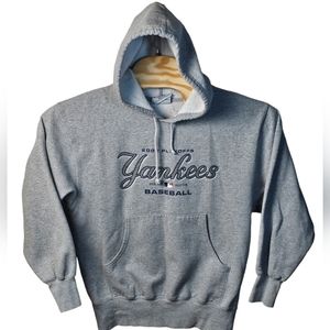 Majestic MLB New York Yankees VTG 2002 Playoffs Hoodie‎ Medium Gray Baseball Y2K